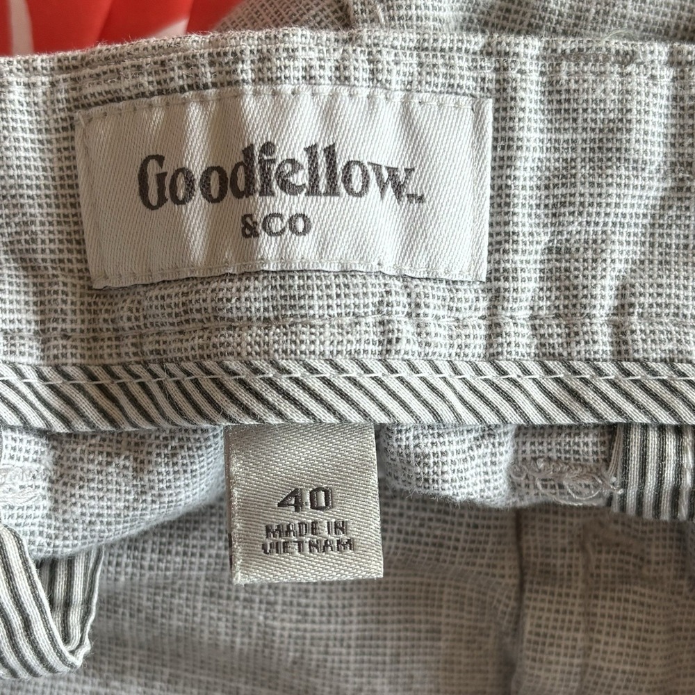 Goodfellow Linden Bermuda Shorts Mens sz‎ 40 Flat Front Linen Blend Pockets Gray - Picture 3 of 7